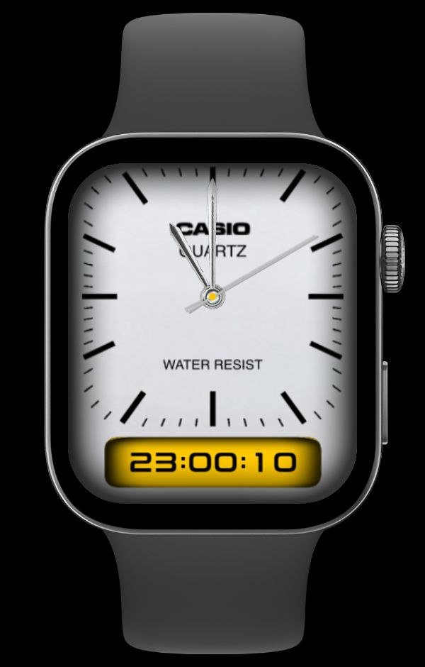 Casio Quartz white HQ analog watch face theme