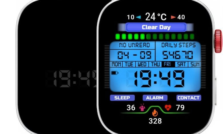 Blue LCD HQ digital watch face theme