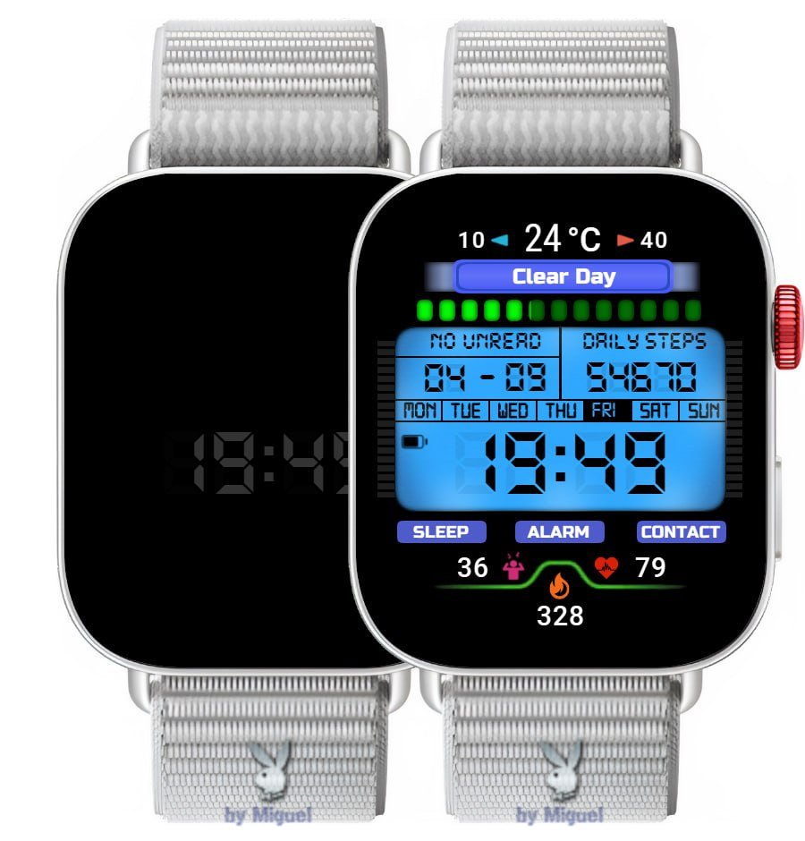 Blue LCD HQ digital watch face theme